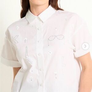 Karl Lagerfeld White Embellished Camisole